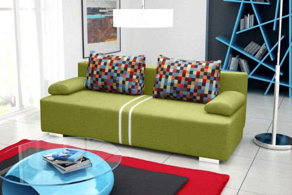 Schlofschofä 3-Sëtzer mat Schloffunktion, Bettekëscht a Klappcouch - Designer Schofä