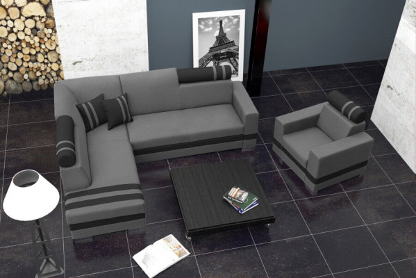 Canapé Schlofcanapé Designer Canapé mat Bettfunktioun + Bettkummer Eckcanapé Couch NEI
