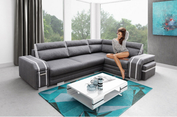 Canapé Schlofcanapé Designer Canapé mat Bettfunktion - Bettkëscht Eckcanapé Couch Canapéen