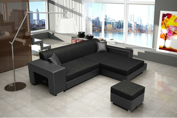 Canapé, Schlofcouch, Designer Canapé mat Schloffonktioun + Bettkësch Eckcanapé, Couche, NEI
