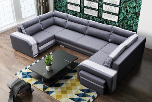 XXL Wunnlanschaft Ecksofa Sofa Canapé Polster Garnitur Eck Designer U-Form Nei