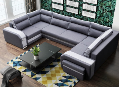 XXL Wunnlanschaft Ecksofa Sofa Canapé Polster Garnitur Eck Designer U-Form Nei