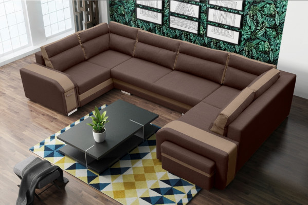 XXL Wunnlanschaft Ecksofa Sofa Canapé Polster Garnitur Eck Designer U-Form Nei