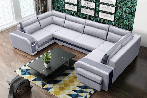 XXL Wunnlanschaft Ecksofa Sofa Canapé Polster Garnitur Eck Designer U-Form Nei