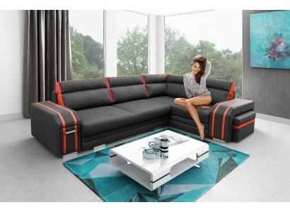 Polstersofa Lounge Sofa Canapé Sitzgrupp Wunnzëmmer Këssen Canapé Eckcanapé