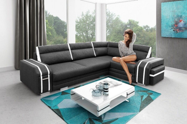 Polstersofa Lounge Sofa Canapé Sitzgrupp Wunnzëmmer Këssen Canapé Eckcanapé