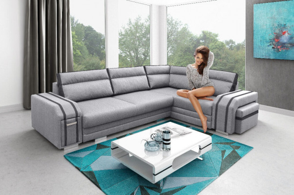 Polstersofa Lounge Sofa Canapé Sitzgrupp Wunnzëmmer Këssen Canapé Eckcanapé