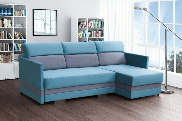 Sofa Schlafsofa Designer Sofa mat Bettfunktioun + Bettkësch Ecksofa Couch NEI