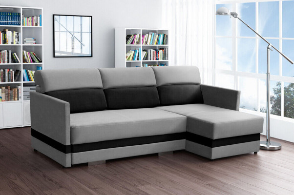 Sofa Schlafsofa Designer Sofa mat Bettfunktioun + Bettkësch Ecksofa Couch NEI