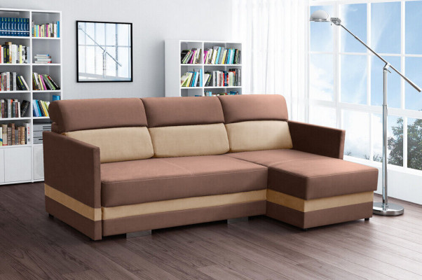 Sofa Schlafsofa Designer Sofa mat Bettfunktioun + Bettkësch Ecksofa Couch NEI