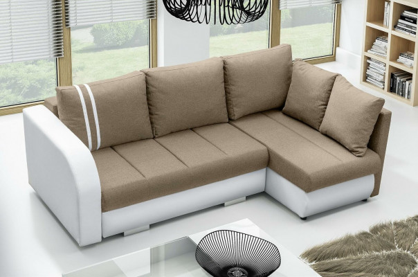 Canapé Schlofssofa Designer Canapé mat Schloffunktion + Betterkäsch Eckcanapé Couch NEI