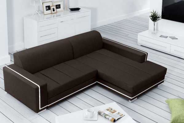 Ecksofa mat Schlooffunktioun Bettnfunktion Këscht Sofa Canapé Wohnlandschaft Bett