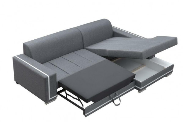 Ecksofa mat Schlooffunktioun Bettnfunktion Këscht Sofa Canapé Wohnlandschaft Bett