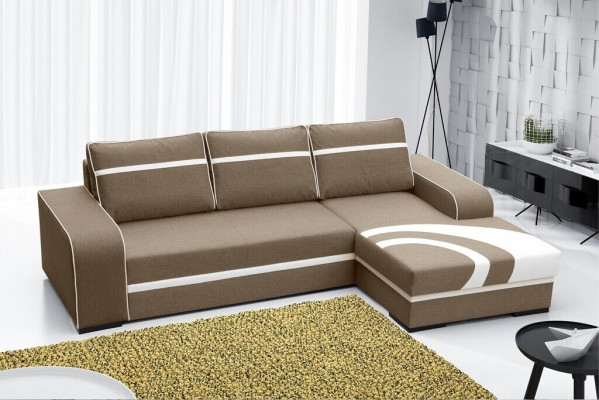 Schlofsofa Ecksfa Couch mat Schloffunktioun a Polsterung - Modern Garnitur mat Schloffunktioun NEI