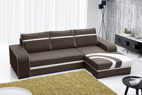 Schlofsofa Ecksfa Couch mat Schloffunktioun a Polsterung - Modern Garnitur mat Schloffunktioun NEI