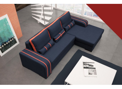 Sofa Bettsofa mat Schloffunktion, Bettkëschte - Ecksofa Couch, NEI am Design