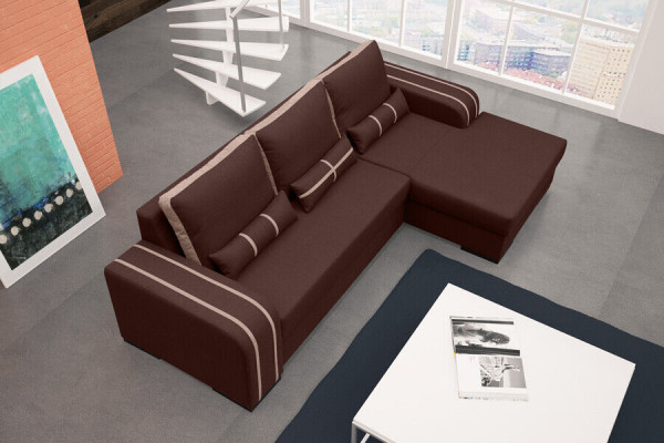 Sofa Bettsofa mat Schloffunktion, Bettkëschte - Ecksofa Couch, NEI am Design