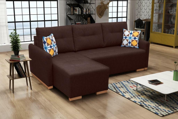 Designer-Schlofsofa Sofa mat Schloffunktion - Bettkëscht Canapé Eck-Sofa