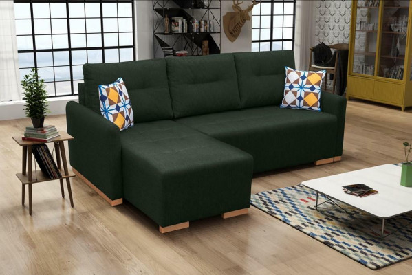 Designer-Schlofsofa Sofa mat Schloffunktion - Bettkëscht Canapé Eck-Sofa