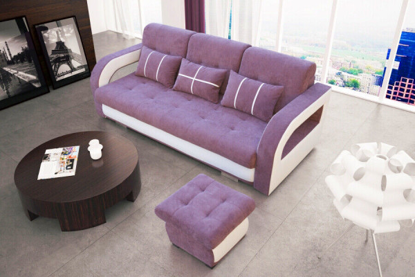 Schlofsofa Klappcouch 3-Sëtzer Schlaffunktioun + Bettkëscht Couch Sofa Klappsofa