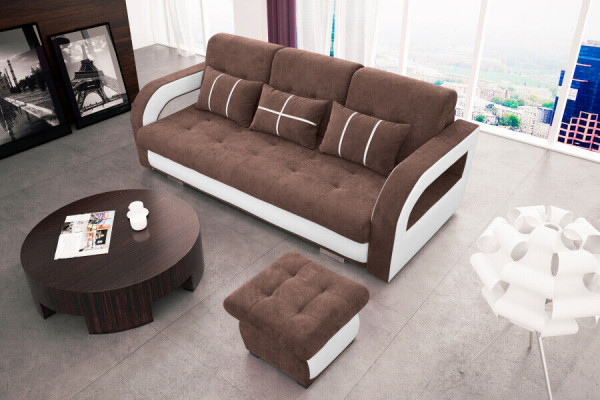 Schlofsofa Klappcouch 3-Sëtzer Schlaffunktioun + Bettkëscht Couch Sofa Klappsofa