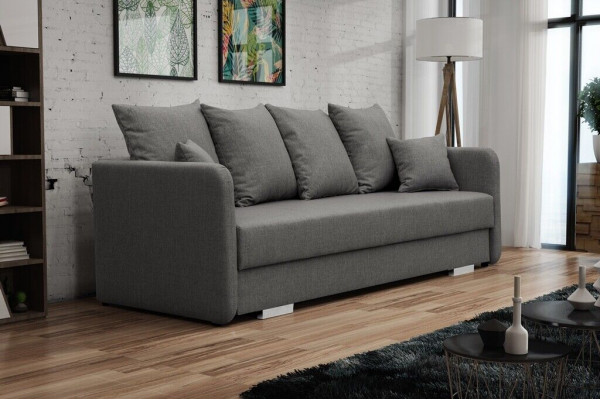 Schlofcanapé Stoff 3 Sëtz Sofa Couch Textil Polster Nei Garnitur Bettfunktioun