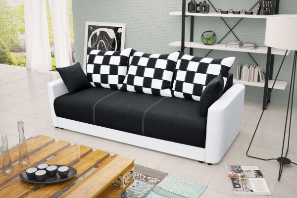 Schlofsofa 3-Sëtzer mat Schloffunktion an Bettkëscht - Komfortabelt Klappsofa