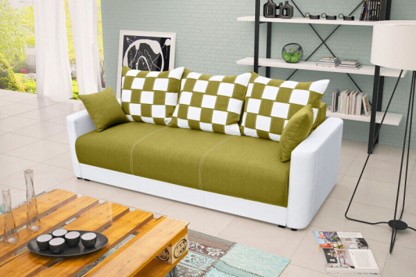 Schlofsofa 3-Sëtzer mat Schloffunktion an Bettkëscht - Komfortabelt Klappsofa