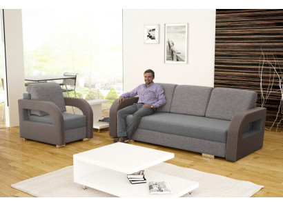 Schlofmouf Klappcouch 3-Sëtzer Schloffunktion + Bettkëscht Canapé Design Sofa