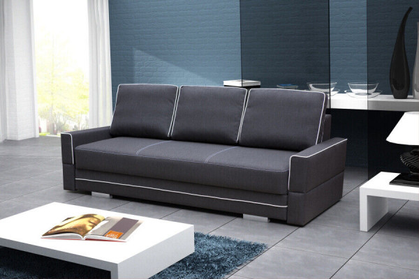 Schlofzofa Klappcouch 3-Sëtz Schloffunzioun + Bettkëschte Couch Sofa Klappsofa