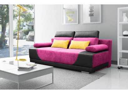 Schlofcanapé Stoff Nei Garnitur Bettfunktioun 3 Sëtz Canapé Couch Textil Polster