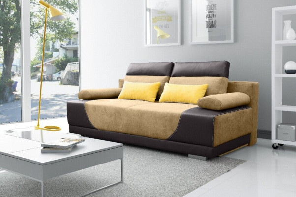 Schlofcanapé Stoff Nei Garnitur Bettfunktioun 3 Sëtz Canapé Couch Textil Polster