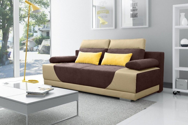 Schlofcanapé Stoff Nei Garnitur Bettfunktioun 3 Sëtz Canapé Couch Textil Polster