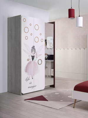 Luxus Kannerzëmmer Set Bett Schaf Regal Kanner Miwwelen Holz Rosa 8tlg.