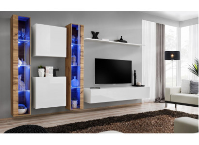 Wäiss TV-Ständer Wunnwand Wandspäicher Design Wunnzëmmermiwwelen Luxus Sideboard