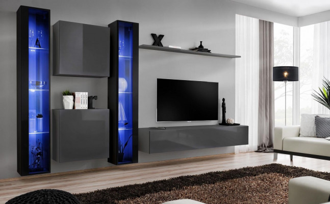 Wunnzëmmermiwwelen 2x Wandkabinett Gro Modern Sideboard Ariichtung Hänkvitrinn