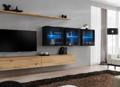 Wunnwand 340cm Luxus Miwwelen Mauer Schaf Modern Komplett Wand Regal Design