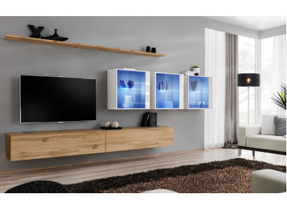 Wunnzëmmermiwwelen Stil Moderne Design TV-Ständer Wandbretter Komplett Wandmiwwelstéck