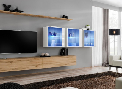 Wunnzëmmermiwwelen Stil Moderne Design TV-Ständer Wandbretter Komplett Wandmiwwelstéck