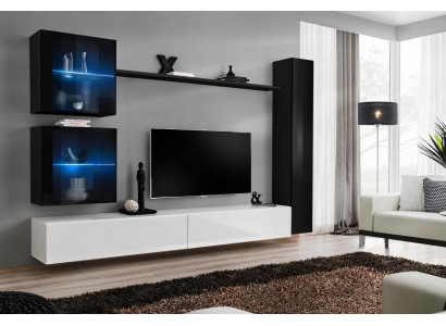 Wunnwand Set 6tlg Luxus Ariichtung Wunnzëmmer Designer TV-Stänner Wandsschaf