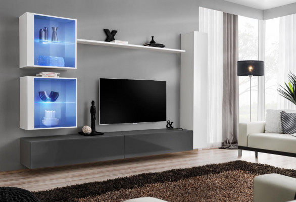Wäiss Wunnwand Wunnzëmmer Set TV-Ständer Designer Miwwelen Wand Schaf Säitestéck