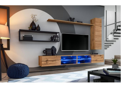 Braun Luxus Nei Wunnwand Set Wunnzëmmermiwwelen Ariichtung Wandschaf Wand Regal