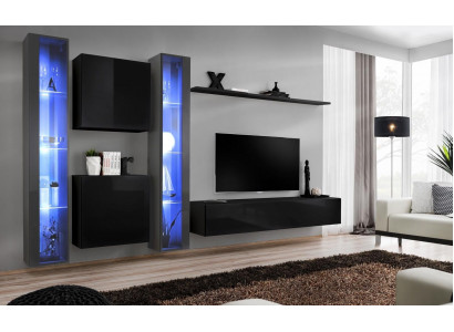 Holzmiwwelen Komplett Wunnwand Set Wand Schaf Luxus Vitrine Ariichtung