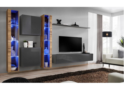 Luxus Komplett Set 6-tlg Wunnwand Gro TV-Stänner Wandschaf Sideboard Modern