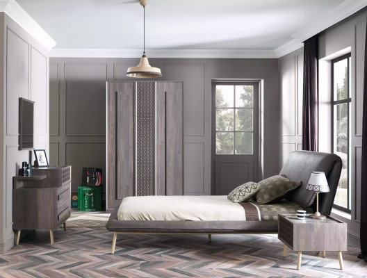 Garnitur Polsterbett Jugendbett Bettrahmen Bett Set 5-tlg Holz Gro Neij