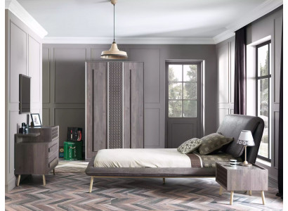 Garnitur Polsterbett Jugendbett Bettrahmen Bett Set 5-tlg Holz Gro Neij