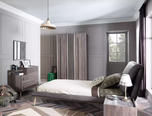 Garnitur Polsterbett Jugendbett Bettrahmen Bett Set 5-tlg Holz Gro Neij