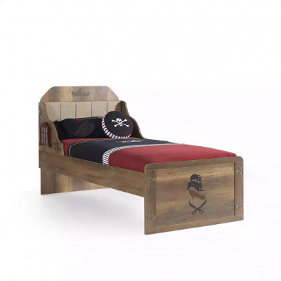 Kannerzëmmer Garnitur Pirate Bettrahmen Jugendbett Holz Braun 5tlg Set