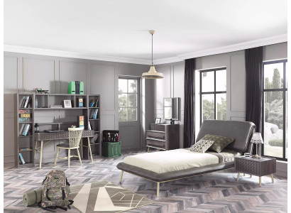 Komplett Jugendbett Bettrahmen Bett Kannerzëmmer Set 7tlg Holz Gro