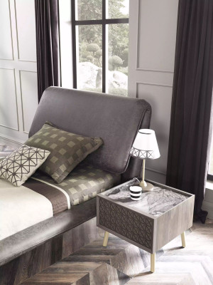 Komplett Jugendbett Kandemöbel Kannerzëmmer Bett Holz Grau Set 5tlg